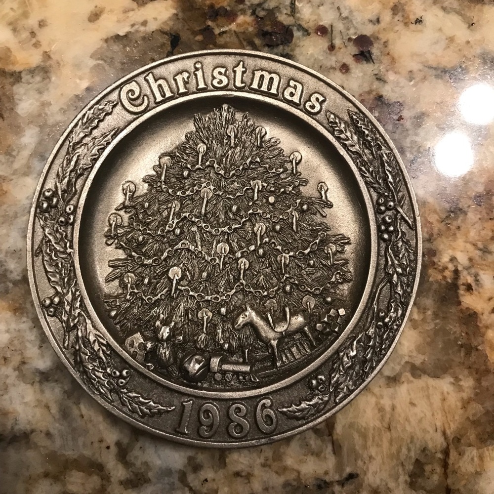 CAT Designs Christmas Mini Pewter Plate, 1986